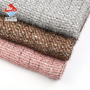 Latest Products 100 Polyester Chenille Tweed Yarn Dyed Eco-friendly Woven Fabric For Lady Dress