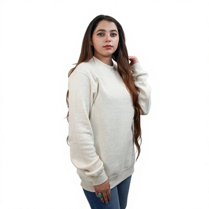Sweat-shirt décontracté tendance pour femme, col rond, manches longues, en mélange de coton respirant – Fournisseur de vêtements à marque privée - Product Image 1