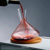 Carafe à vin en cristal transparent sans plomb, design moderne fait main, logo personnalisable, design incliné, minimaliste et créatif