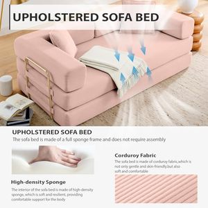 Sofá <span class=keywords><strong>Cama</strong></span> Plegable King Size con Base Antideslizante, Sin Necesidad de Ensamblaje, Estructura Espaciosa y Práctica de Forma Fija - Product Image 5