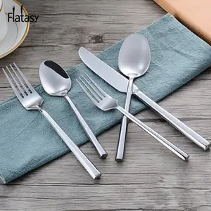 Hexagonal Handle Design Spoons Forks And Knife Stainless Steel Cutlery Set