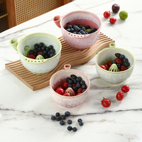 Bol de lavage de fruits et légumes en céramique, gadget de cuisine créatif, avec égouttoir, pour un nettoyage en douceur, personnalisable en couleur