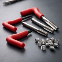 Kit de réparation de filetages HSS 131 pièces avec filières et tarauds M6x1mm, pour réparation de filetages endommagés, incluant des inserts en aluminium moulé pour cadre et des inserts en bobine