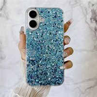 Bling Paillettes Paillettes Poudre Silicone Téléphone étui pour iphone 16 15 14 13 12 11 Pro Max X XR XS Max 7 8 Plus Antichoc Couverture Arrière