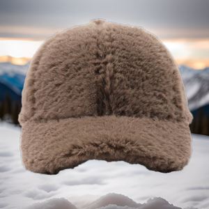 Custom 100% Polyester Faux Fur <b>Baseball</b> <b>Cap</b> <b>Plain</b> Blank Design Customized Logo - Product Image 2