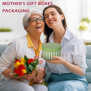 Gift <b>box</b> with lid, suitable for giving gifts, green and <b>white</b> striped round gift <b>box</b>, customizable according to needs - Product Image 5