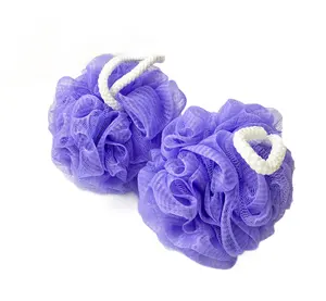 custom Wholesale Exfoliating Body Skin Purple Shower Sponge Puff Cheap Bath Loofah