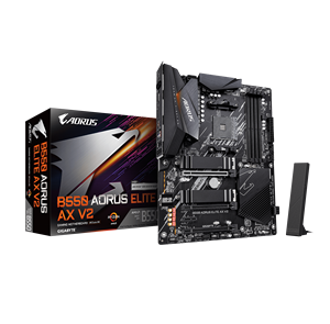 เมนบอร์ด GIGABYTE <span class=keywords><strong>B550</strong></span> <span class=keywords><strong>AORUS</strong></span> ELITE <span class=keywords><strong>AX</strong></span> AM4 AMD <span class=keywords><strong>B550</strong></span> รุ่นยอดนิยมและขายดีที่สุด รองรับ Dual M.2 SATA 6Gb/s USB 3.2 PCIe 4.0 <span class=keywords><strong>B550</strong></span> ATX WIFI - Product Image 1