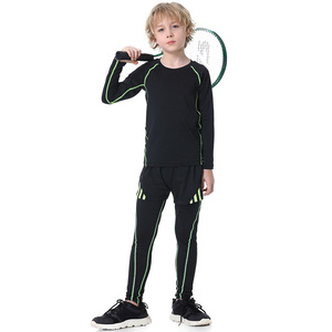 3pcs Survêtements de sport en polaire pour enfants, pantalons longs et collants noirs pour garçons, entraînement scolaire, jogging. - Product Image 2