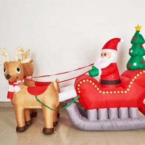 Décoration de Noël gonflable d'extérieur de 7 pieds de long, Père Noël gonflable sur traîneau avec rennes - Product Image 2