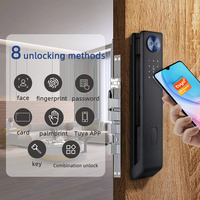 Glomarket Tuya Serrure numérique 3D avec reconnaissance faciale Vidéo interphone biométrique Empreinte digitale Wifi Serrure de porte intelligente pour la sécurité à domicile