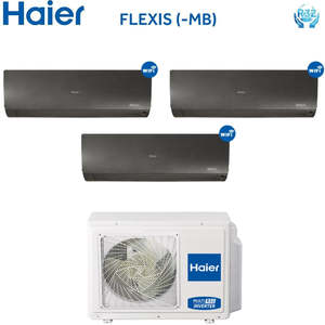 Haier Flexis ชุดทดลองแบบแยกส่วนอินเวอร์เตอร์เครื่องปรับอากาศสีดำ/ดำ7000 + 12000 + 12000บีทียูพร้อม3U70S2SR2FA R-32 Wi-Fi 7 + 12 + 12 - Product Image 1