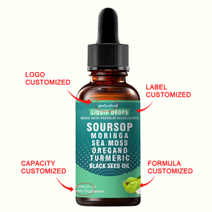 OEM 10 en 1 Gouttes liquides amères de corossol avec algues marines, huile de nigelle, complément alimentaire à base de plantes pour le soutien immunitaire et antioxydant des adultes - Product Image 6