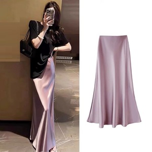 <span class=keywords><strong>Jupe</strong></span> mi-longue <span class=keywords><strong>taille</strong></span> <span class=keywords><strong>haute</strong></span> pour <span class=keywords><strong>femme</strong></span>, collection Printemps-Été 2025, <span class=keywords><strong>en</strong></span> satin d'acétate, coupe sirène, respirante, décontractée, <span class=keywords><strong>en</strong></span> denim, effet plissé - Product Image 2