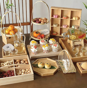 Wedding &amp; Party Supplies Bamboo <strong>Food</strong> Display Buffet Snack <strong>Stand</strong> &amp; Skewer Holder for Cocktail Parties Catering Events - Product Image 1