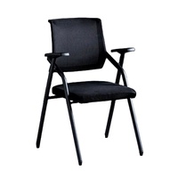 Chaise de formation moderne pliable avec tablette d'écriture, pour une utilisation prolongée, structure en acier simple, accoudoirs en maille, mobile et rotative
