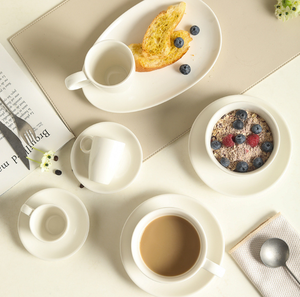 Bulk Premium Solid White Ceramic Drinkware <b>Set</b> Multi-size <b>Coffee</b> Cup <b>Mug</b> With Plate Luxury Hotel Restaurant Custom Logo - Product Image 4
