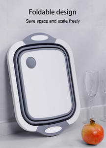 Planche à découper pliable avec <span class=keywords><strong>passoire</strong></span>, cuvette pliable en Silicone multifonction, plat en plastique pour la cuisine, pour le camping, 2021 - Product Image 2