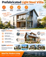 Villa en acier préfabriquée moderne GloStar, villa en acier léger pour la location de vacances et les projets résidentiels