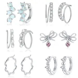 new trendy fine silver jewelry heart earrings sterling silver, stamped cz pearl 925 sterling silver zircon stud earrings women