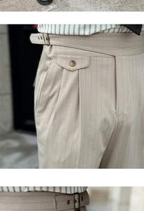 Nuevos pantalones de vestir antiarrugas transpirables no tejidos ecológicos de pierna recta media para hombres, venta al por mayor, pantalones informales elegantes ajustados británicos - Product Image 5