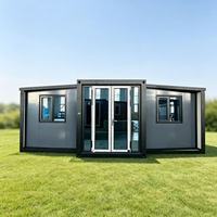Maison conteneur moderne pliable à double aile de 20 et 40 pieds, cabine modulaire préfabriquée pour complexe touristique et bureau de chantier