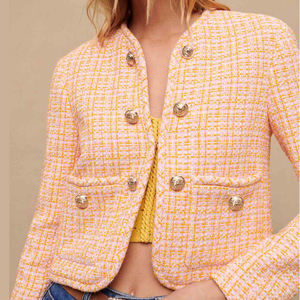 <span class=keywords><strong>Blazer</strong></span> da <span class=keywords><strong>donna</strong></span> di lusso con scollo tondo impreziosito da bottoni personalizzati di alta qualità elegante giacca da <span class=keywords><strong>donna</strong></span> corta in <span class=keywords><strong>Tweed</strong></span> - Product Image 3