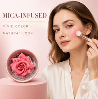 Poudre compacte illuminatrice et blush OEM en forme de rose, lisse, à base de mica, maquillage lumineux, logo personnalisé, cadeaux et vente au détail de produits de beauté