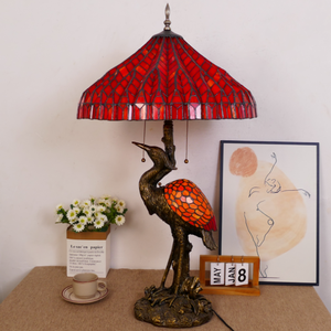 Large Traditional Retro <strong>Table</strong> Animal Resin Base Red Glass Lampshade Living Room Bedroom Decorative <strong>Lighting</strong> - Product Image 4