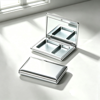 Boîte à fards à paupières rectangulaire avec fermeture magnétique, compartiments simples/doubles, emballage en plastique pour boîtes vides
