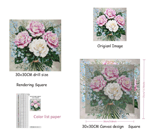 Kit <span class=keywords><strong>de</strong></span> <span class=keywords><strong>peinture</strong></span> diamant DIY LS Drill Size 5D, motif <span class=keywords><strong>Bouquet</strong></span> <span class=keywords><strong>de</strong></span> roses, avec diamants carrés en résine et points <span class=keywords><strong>de</strong></span> diamant AB scintillants spéciaux effet fée, pour <span class=keywords><strong>peinture</strong></span> sur toile - Product Image 1