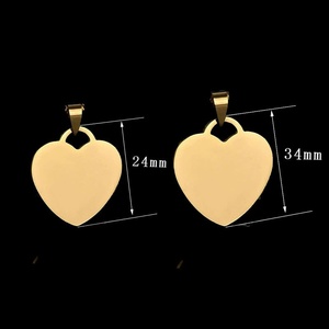 Breloque ronde en acier inoxydable personnalisée, bijoux en or 18 carats, logo gravé personnalisé, pendentif rectangulaire en forme de cœur, étiquettes de collier - Product Image 4