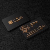 Cartes de visite personnalisées de haute qualité en PVC givré bleu et noir avec textes en feuille d'or sérigraphie finition de surface d'estampage à chaud