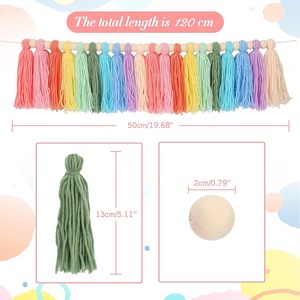 Cầu vồng tua Vòng hoa đầy màu sắc pastel tua biểu ngữ với 20pcs COLOFUL tua và hạt gỗ - Product Image 5