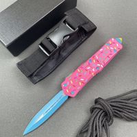Couteau pliant de camping extérieur personnalisé en usine, OEM, en alliage de zinc, avec poignée rose en forme de donut, multifonction, tactique, de poche, idéal pour un cadeau