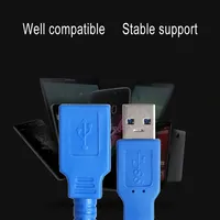 Kabel Ekstensi USB 3.0 Tipe-A Male ke Female, Kabel Sinkronisasi Data 3A Pengisian Cepat, Tembaga Murni, Dilindungi PVC untuk Komputer