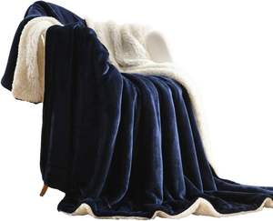 Couverture polaire Sherpa bleu marine double couche populaire en Amérique et en Europe, canapé/lit/voyage/camping/bureau/couverture de pique-nique - Product Image 5