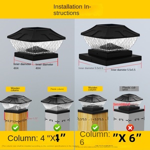 Modern Style High Quality Solar <b>Powered</b> Led Pillar Gate Lamp Waterproof Outdoor Garden Decoration Warm White <b>Light</b> Plastic Body - Product Image 5