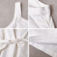 Robe blanche personnalisée à col carré sans manches pour femme, robe midi asymétrique à nouer à la taille, en coton, service OEM