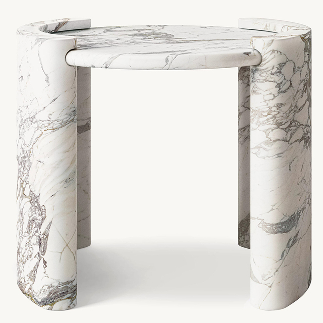 Kumusi Furniture  Volakas White/Bianco Carrara/Arabescato Custom Side Table