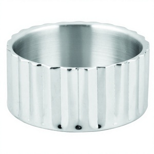 Juego de 3 piezas de cuenco de rayas rectas de doble pared de metal pulido - Product Image 1
