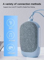 Enceinte Bluetooth portable HF12 avec radio FM et prise en charge des appels vocaux, carte TF, en tissu et silicone, son stéréo surround, mini subwoofer