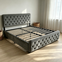 Cadre de lit plateforme élégant en velours rembourré avec tête de lit, structure robuste, mobilier de chambre à coucher