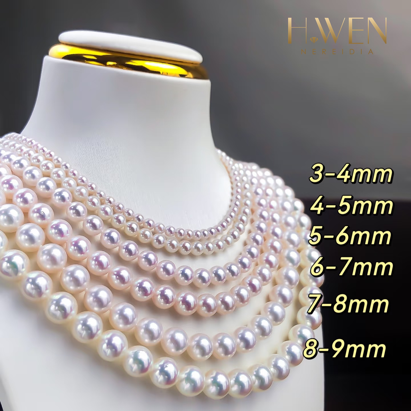 H.WEN Wholesale 1-6A High Quality Natural Freshwater Round Pearl Strand 2-12mm White Pink Purple DIY Jewelry Making Bulk Beads