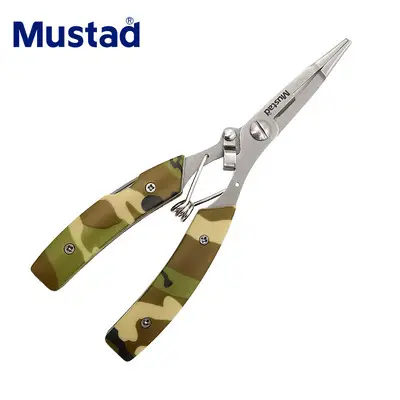 Mustad MT023C Multifunctional fishing pliers stainless steel corrosion-resistant cut PE line fishing tackle hook pliers