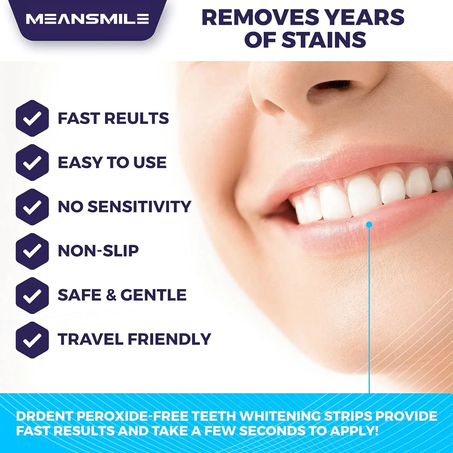Tiras blanqueadoras de dientes Dr Dent sin alcohol avanzadas sonrisa blanca brillante aprobada por la CE al por mayor