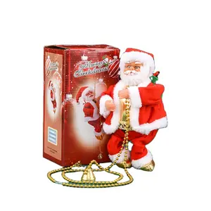 צעצוע חדש לחג המולד אוטומטי סנטה קלאוס צעצועי קטיפה סנטה קלאוס צעצועי ילדים חשמליים תפאורה לחג המולד