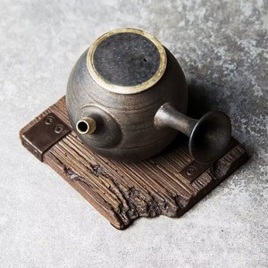 Posavasos Cuadrado de Cerámica Rústica Hecho a Mano, de Madera de Olmo Antiguo, Estilo Japonés, Accesorio para la Ceremonia del Té Kung Fu - Product Image 1