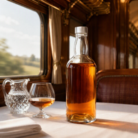 Bouteille à whisky en verre transparent avec bouchon à vis argenté, bouteille vide pour spiritueux, vin, brandy, rhum, spiritueux, logo personnalisé acceptable