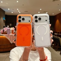 Coque de téléphone magnétique bicolore pour iPhone 18 17 16 15 14 13 12 Pro Max, cadre transparent, antichoc, anti-chute